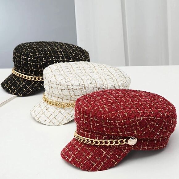 Red and gold Newboy cap hat - Picture 3 of 3